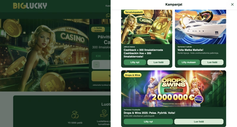 Big Lucky Bonuses